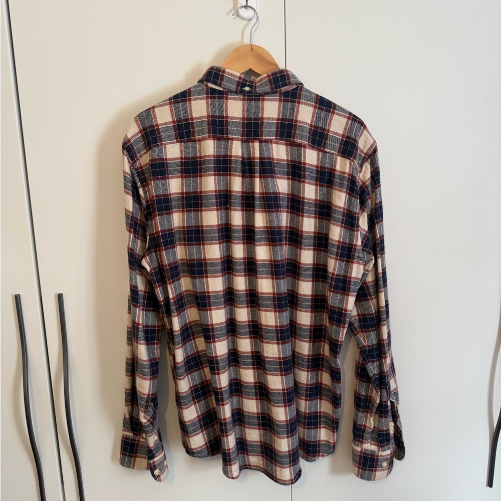 Foret Men’s Plaid Shirt in Blue/White/Burnt Orange - Picture 2 of 2